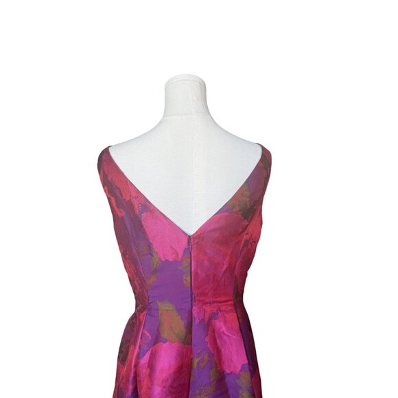 Adrianna Papell Floral Fit and Flare Dress 10 Jacquard Cocktail Easter Wedding - Picture 7 of 13